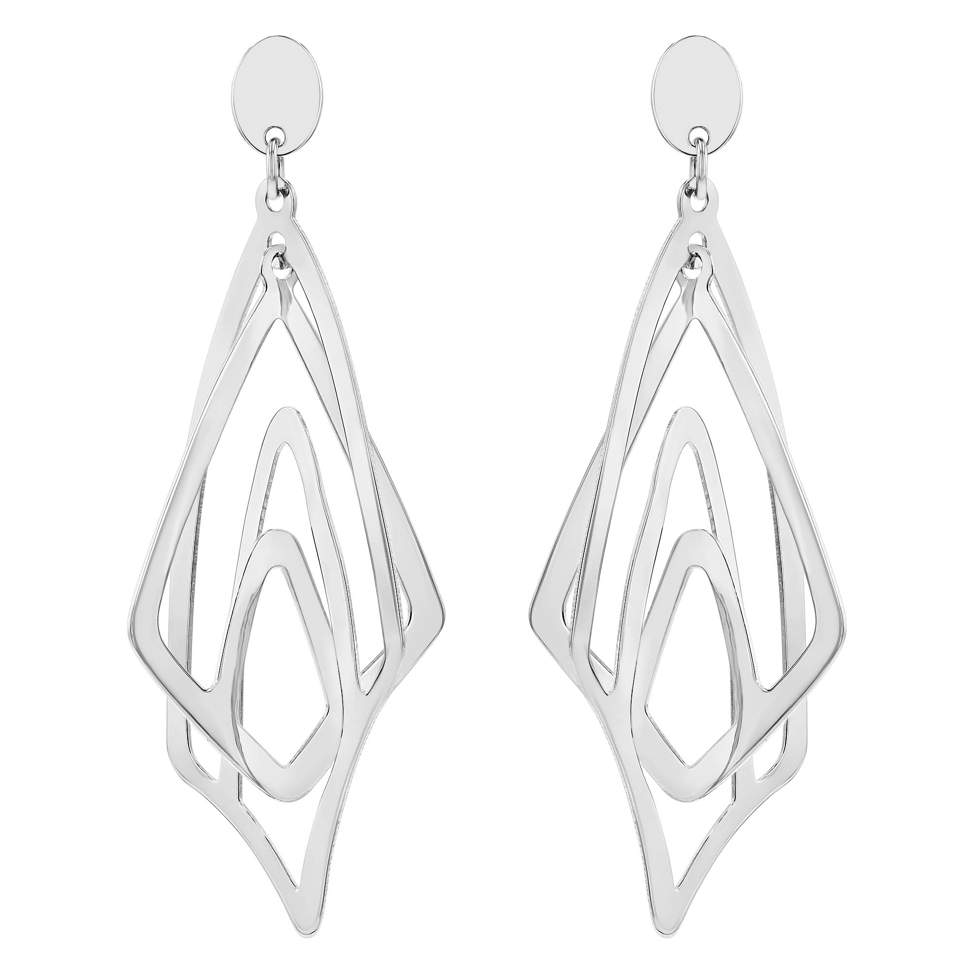 Sterling Silver Interlocked Geometric Kite Dangle Earrings