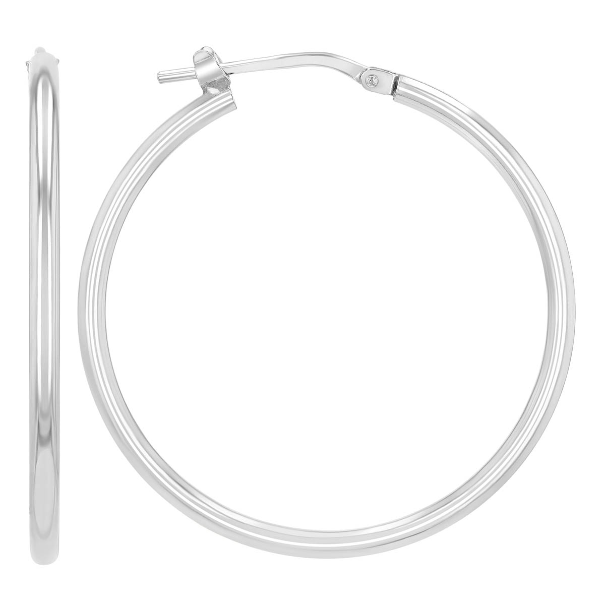 Sterling Silver Hoop Earrings, 34 mm