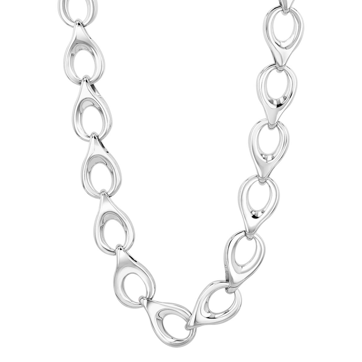 Sterling Silver Teardrop Shape Link Chain Necklace, 18.5