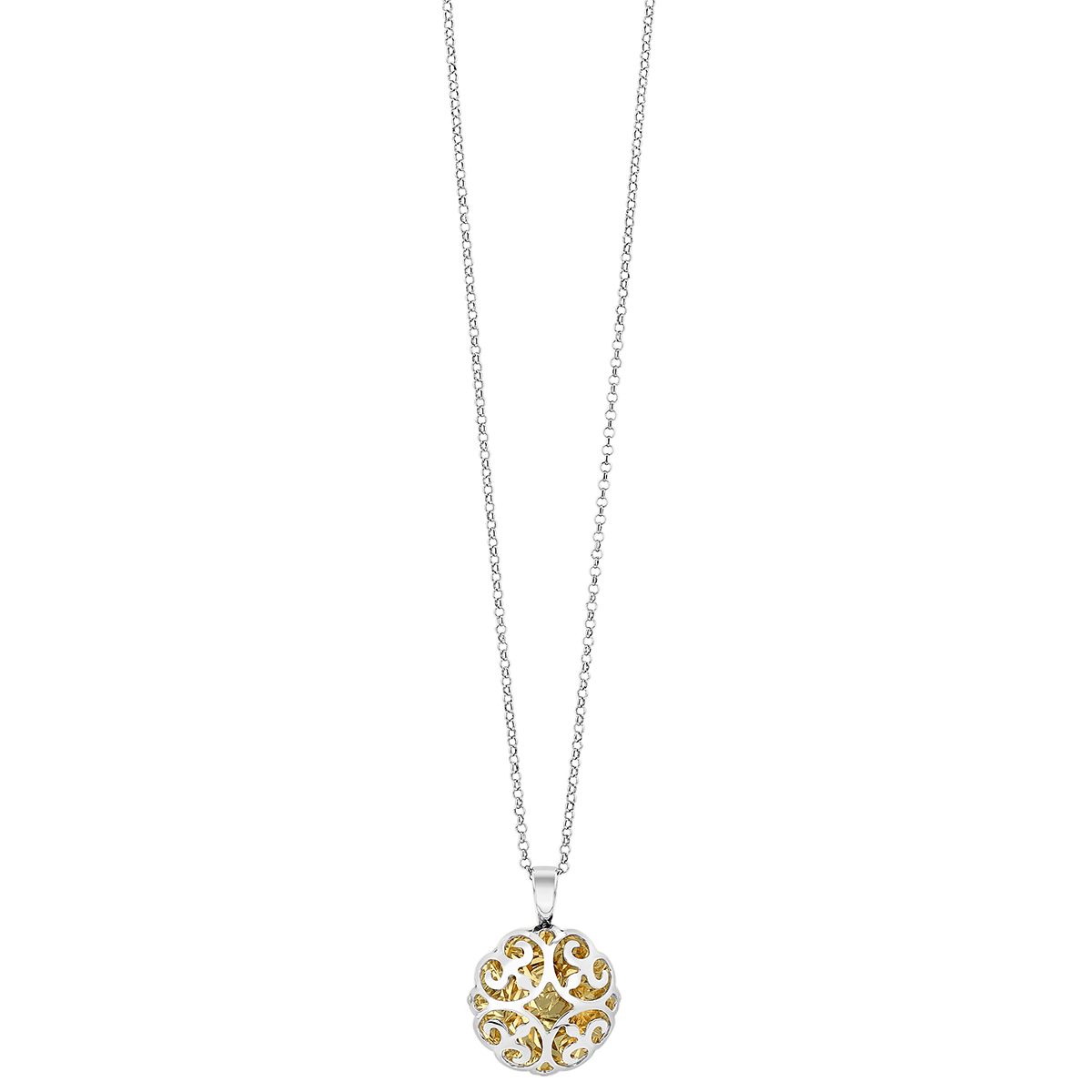 Sterling Silver & Yellow Tone Filigree Design Pendant, 19