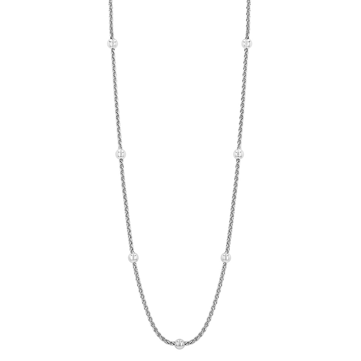 Sterling Silver Wheat & Ball Station Chain Necklace, 18