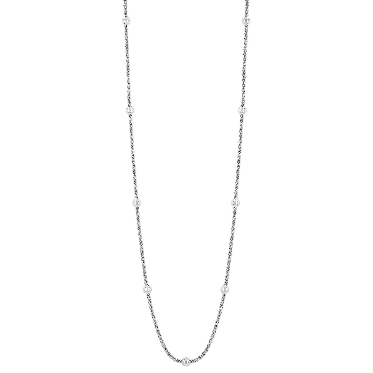 Sterling Silver Wheat & Ball Station Chain Necklace, 18