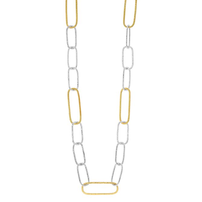 Gurhan Delicate Geo Sterling Silver & Yellow Tone Large Link Necklace, 20.5"