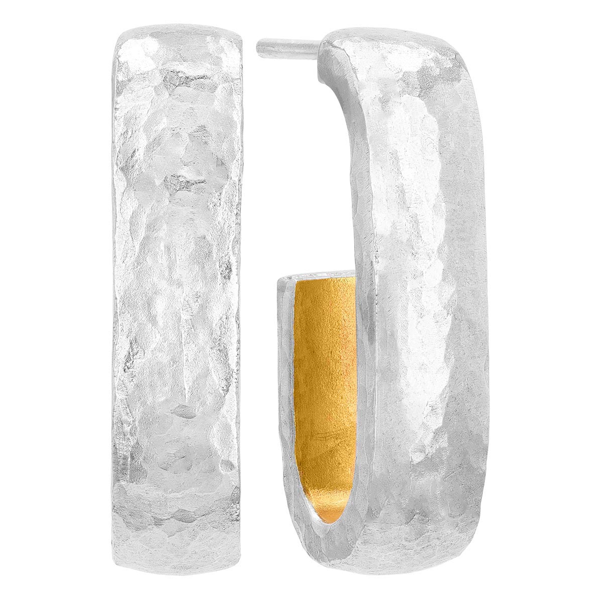 Gurhan Hoopla Sterling Silver & Yellow Tone Hammered Oval Hoop Earrings