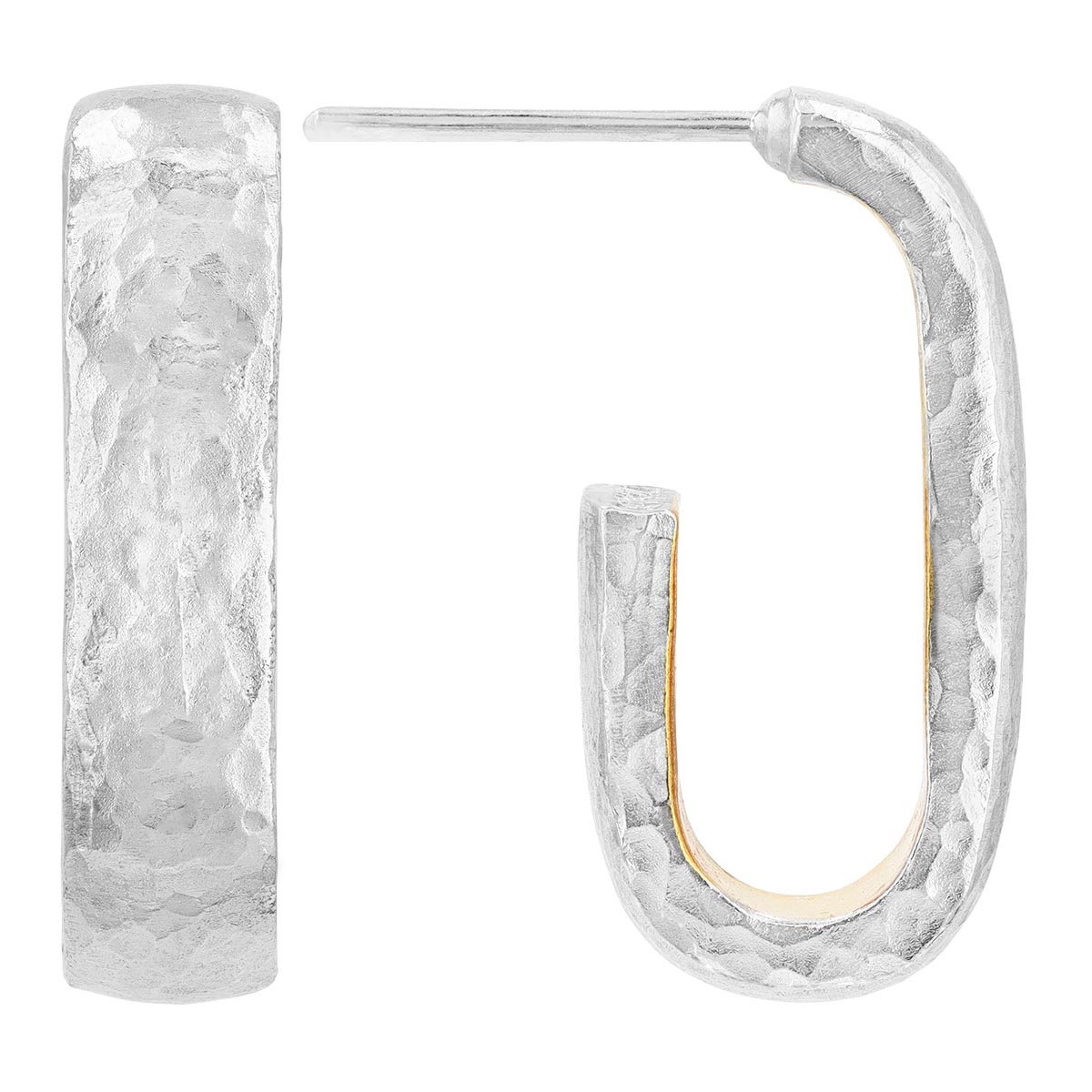 Gurhan Hoopla Sterling Silver & Yellow Tone Hammered Oval Hoop Earrings