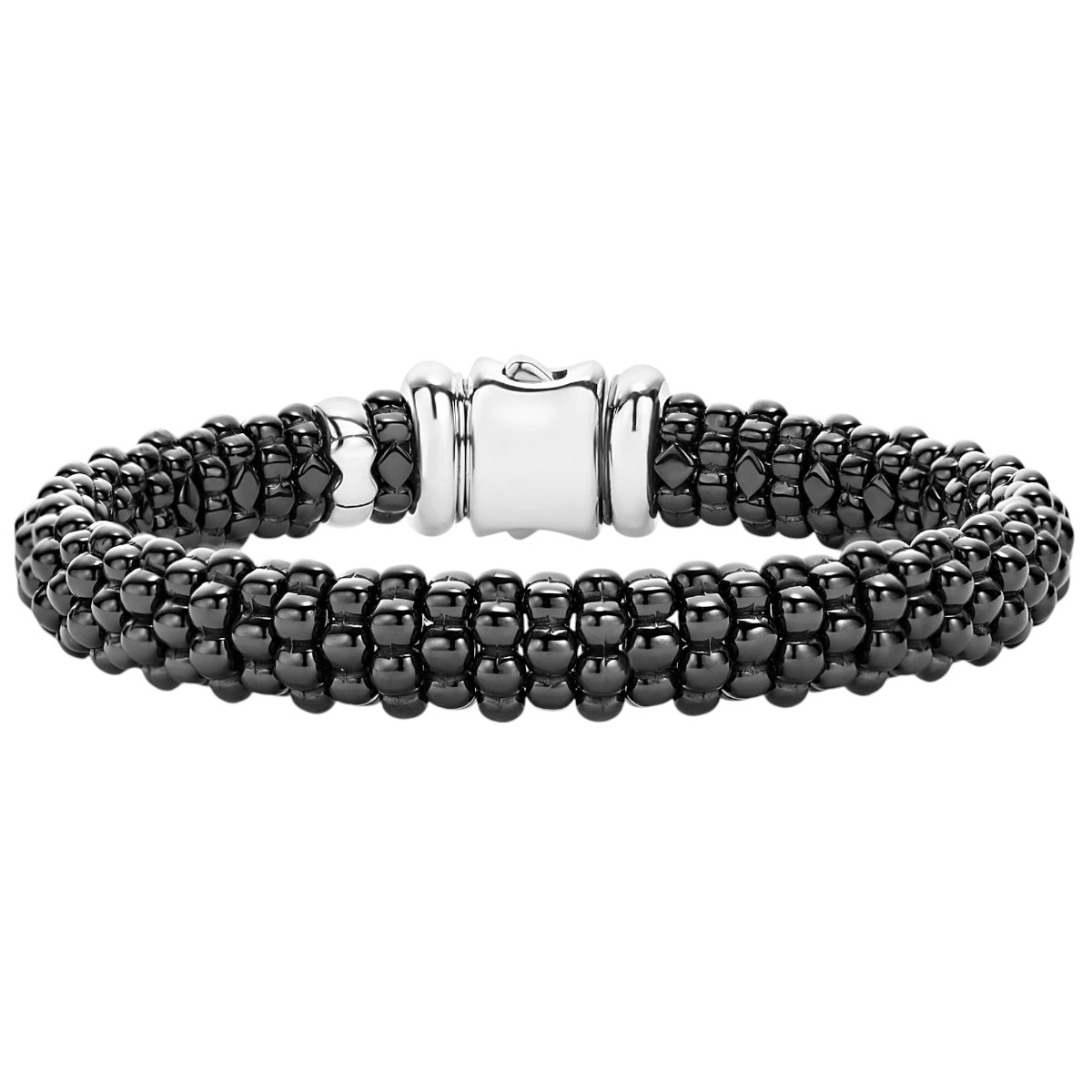 Lagos Black Caviar Black Ceramic 9mm Beaded Bracelet, Medium