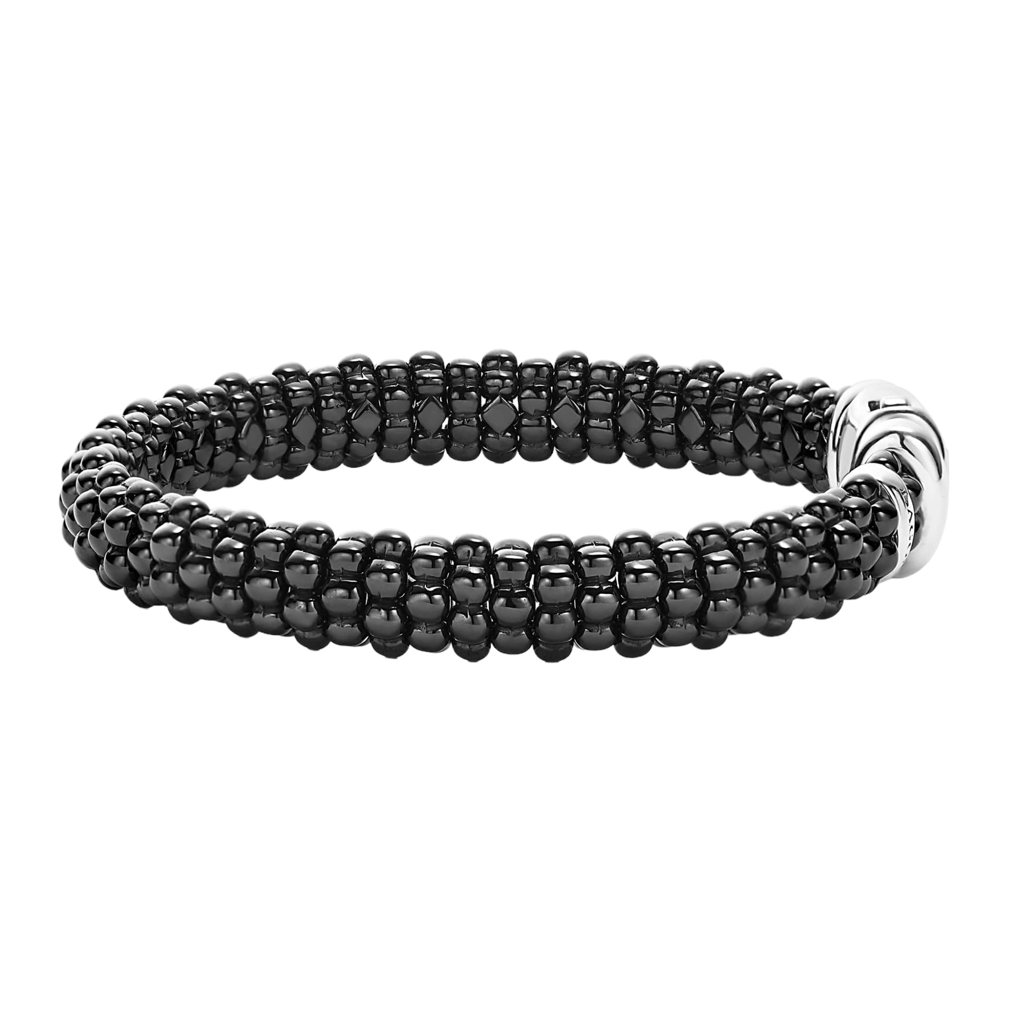 Lagos Black Caviar Black Ceramic 9mm Beaded Bracelet, Medium