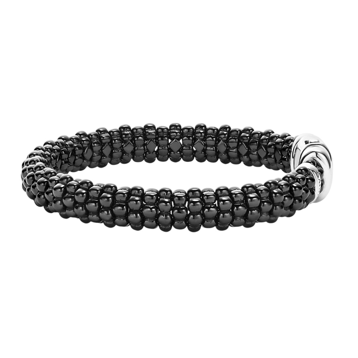 Lagos Black Caviar Black Ceramic 9mm Beaded Bracelet, Medium