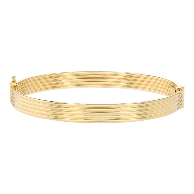 Yellow Gold Fluted Bangle Bracelet