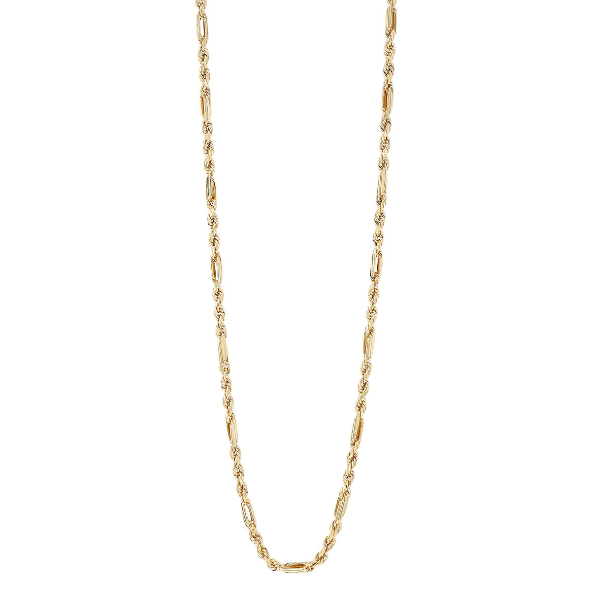 Yellow Gold Figaro Link Chain Necklace, 3 mm, 20