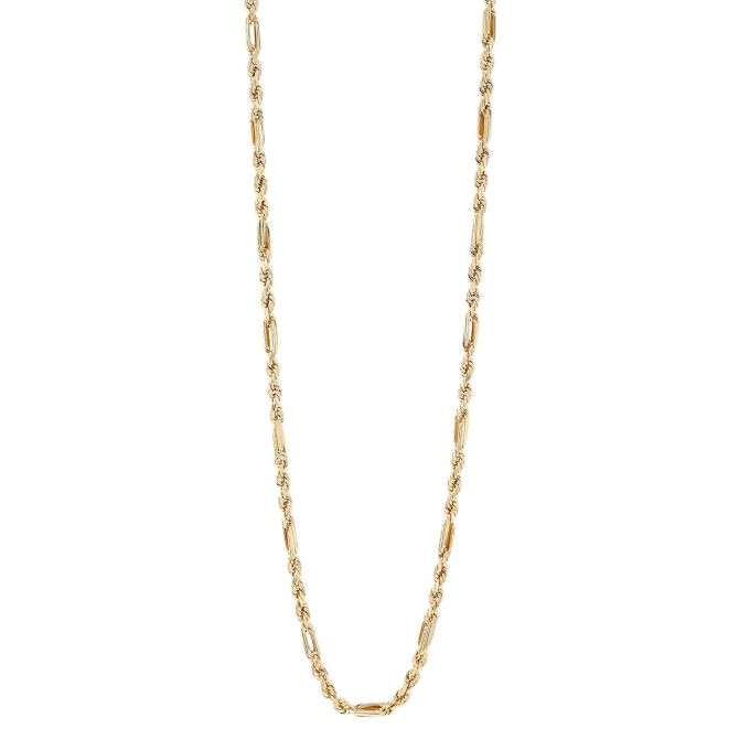 Yellow Gold Figaro Link Chain Necklace, 3 mm, 20"