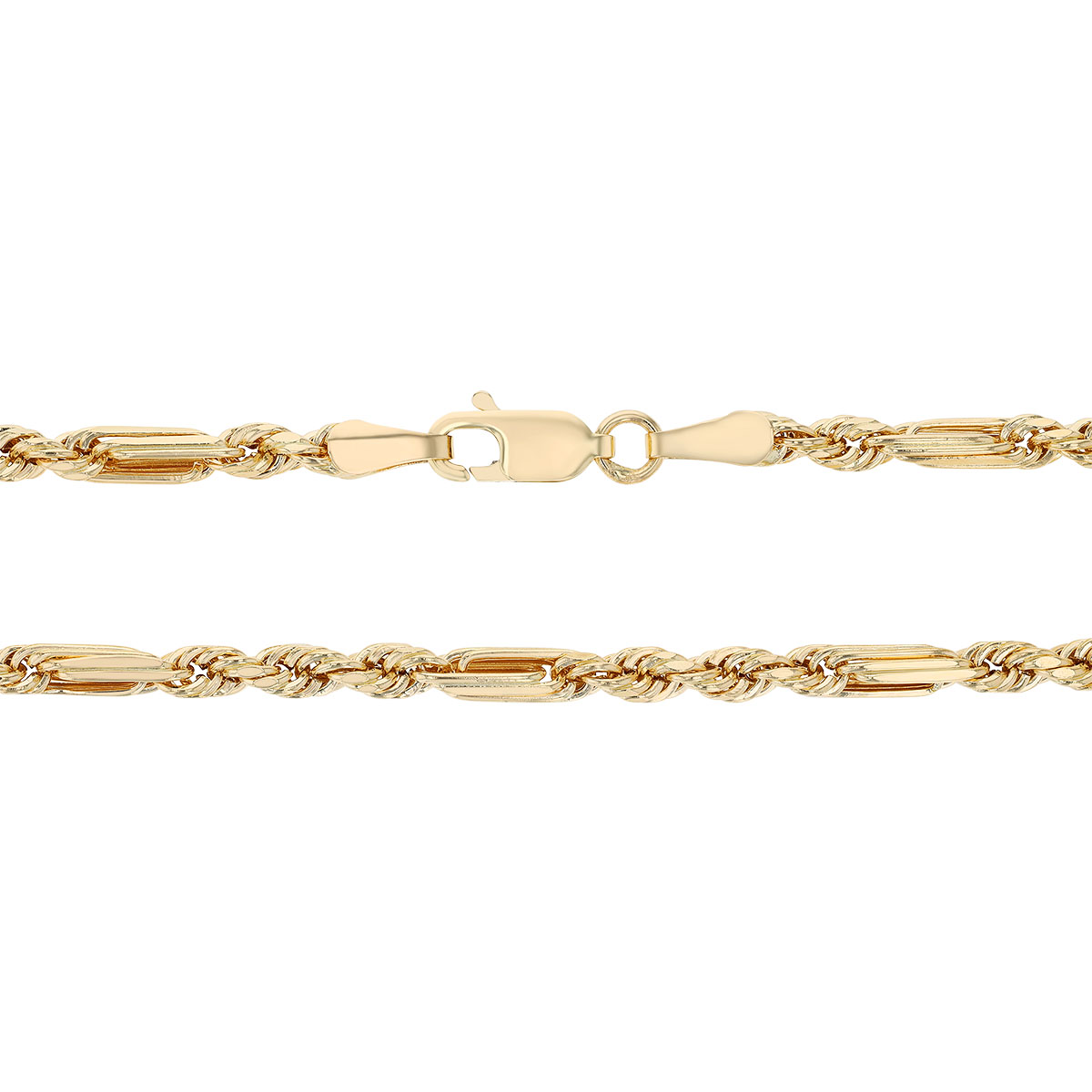 Yellow Gold Figaro Link Chain Necklace, 3 mm, 20