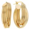 Yellow Gold Corded Twist Hoop Earrings