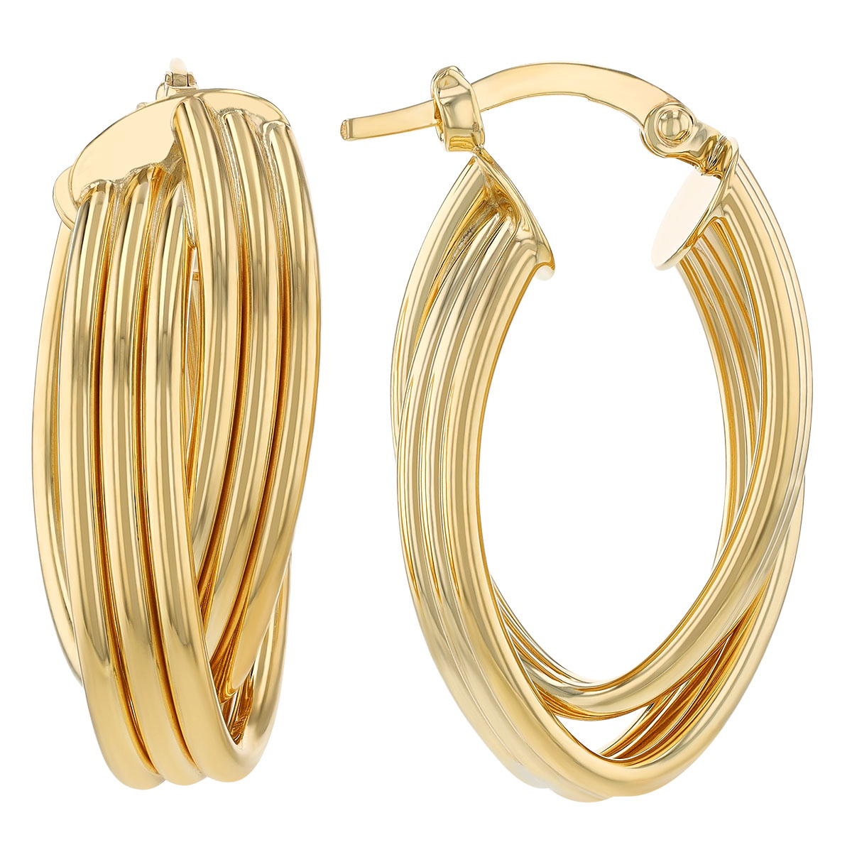Yellow Gold Corded Twist Hoop Earrings