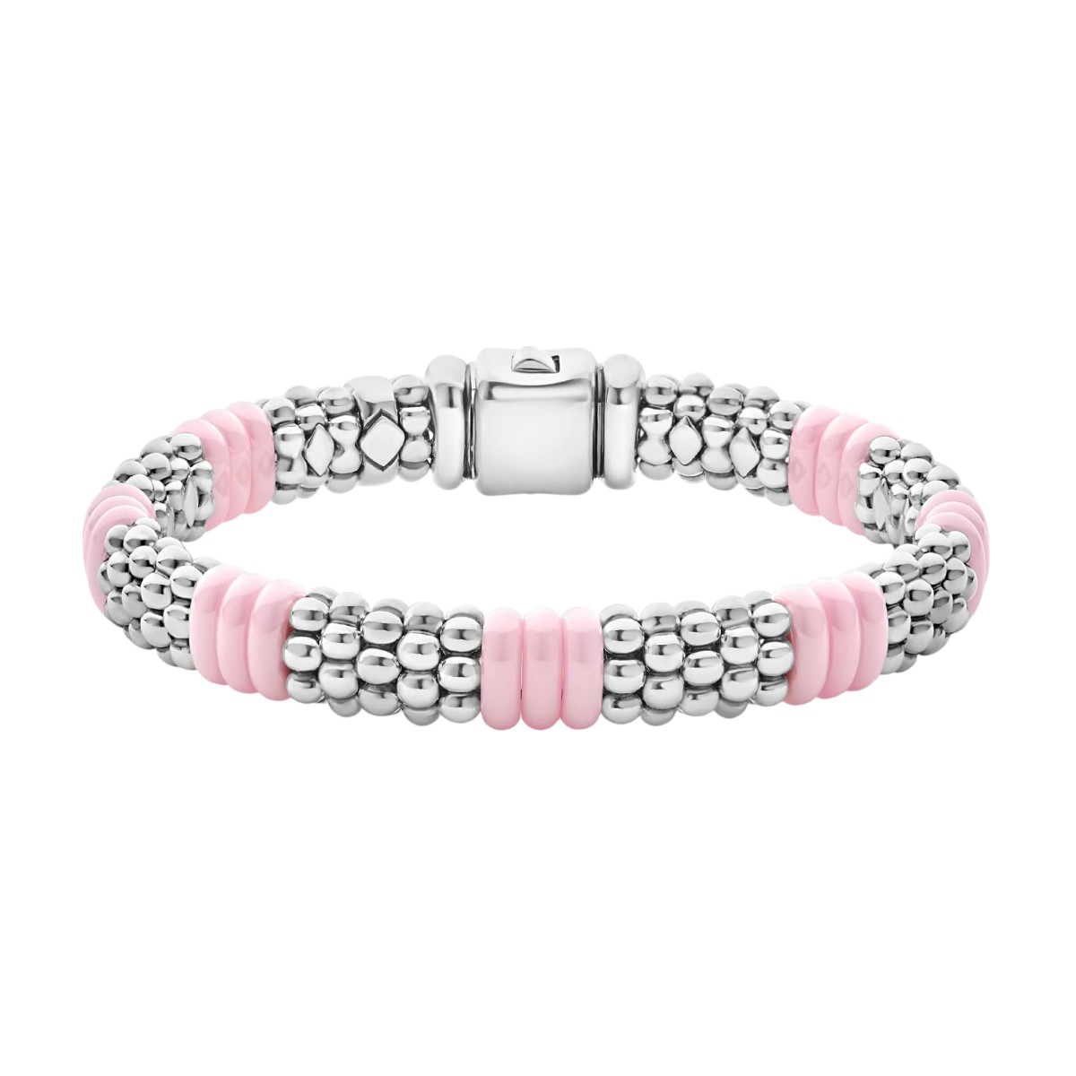 Lagos Pink Ceramic Caviar 9mm Bead Bracelet, Medium