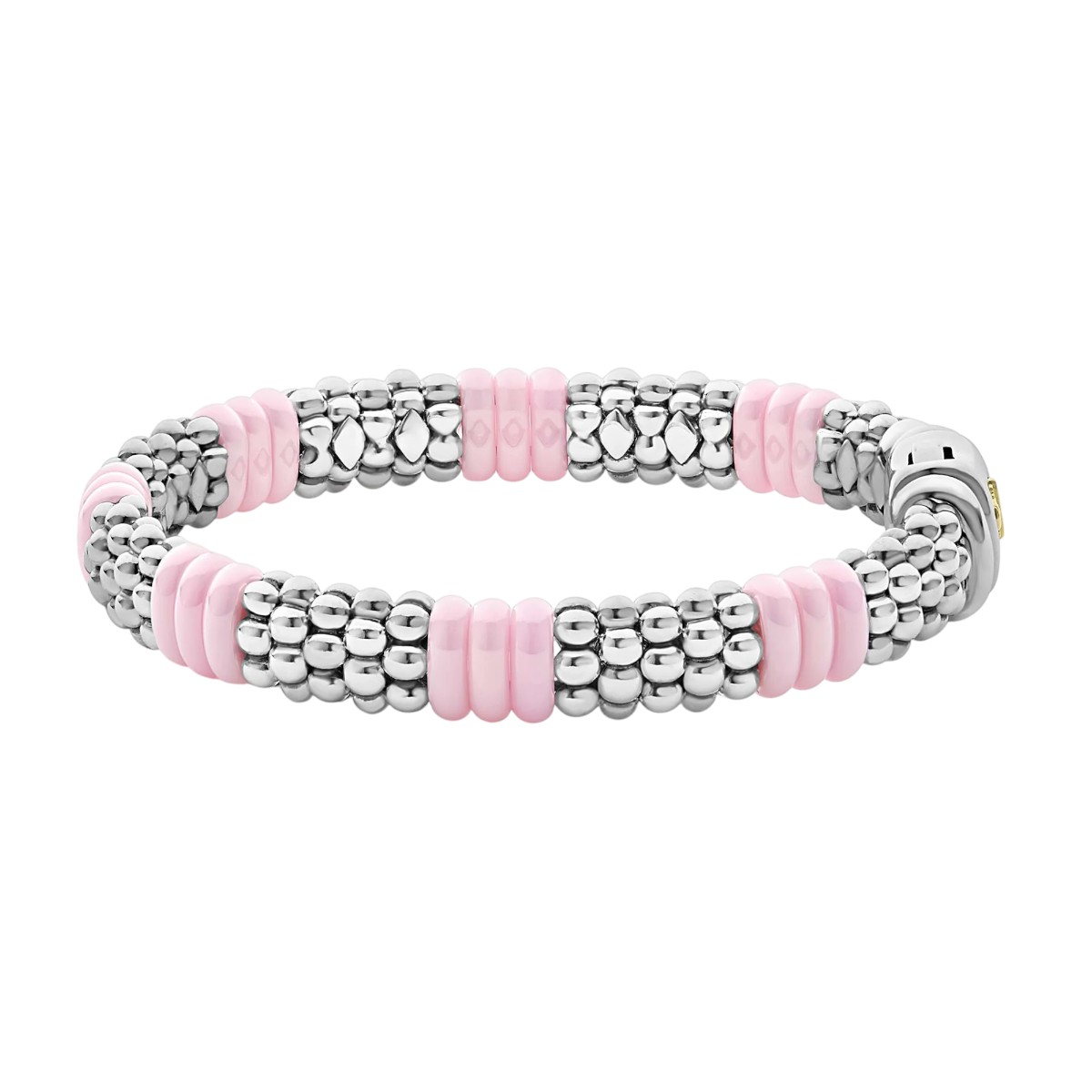 Lagos Pink Ceramic Caviar 9mm Bead Bracelet, Medium