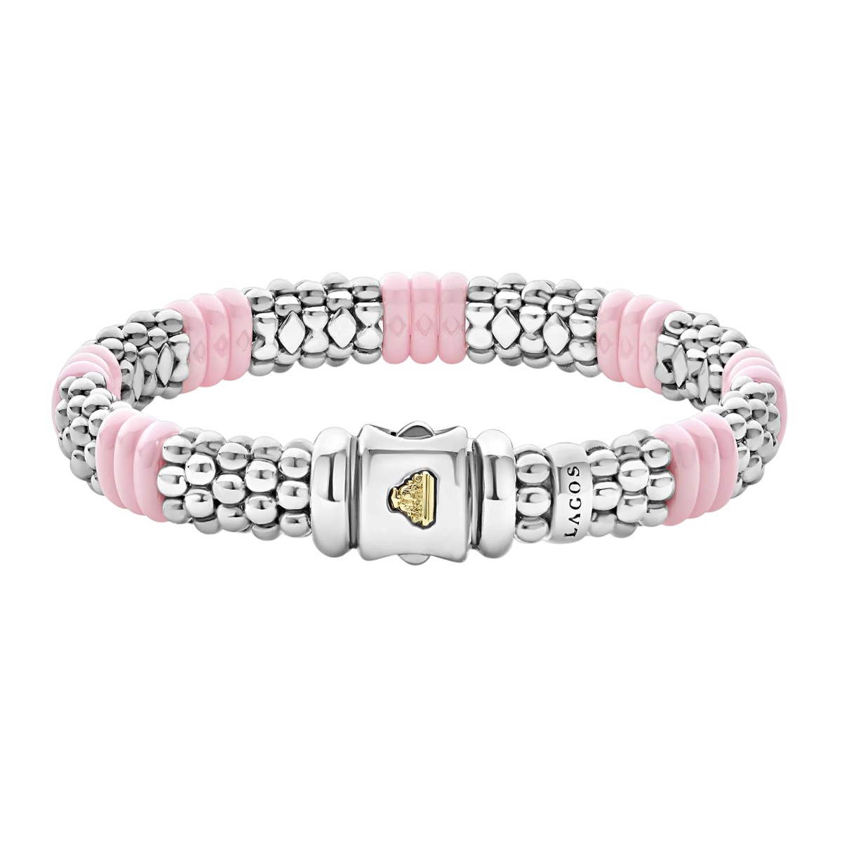 Lagos Pink Ceramic Caviar 9mm Bead Bracelet, Medium
