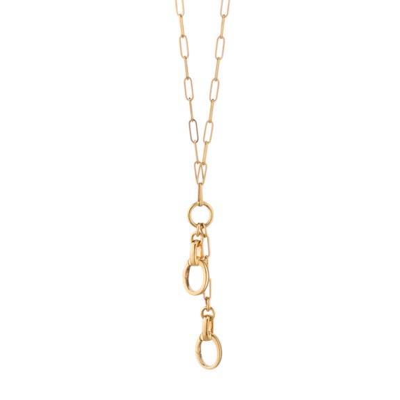 Monica Rich Kosann Yellow Gold Design Your Own Paperclip Link Chain Necklace, 2 Charm Stations, 18"