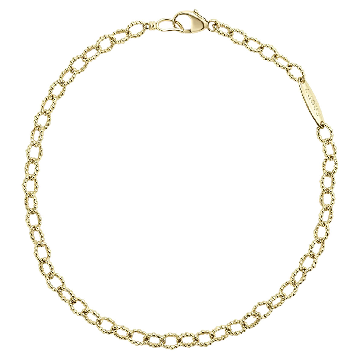 LAGOS Signature Caviar 18K Yellow Gold Petite Link Bracelet, 7