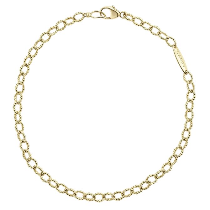 LAGOS Signature Caviar 18K Yellow Gold Petite Link Bracelet, 7"