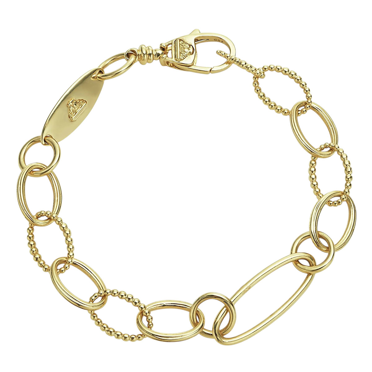 LAGOS Signature Caviar 18K Yellow Gold Oval Link Bracelet, 7