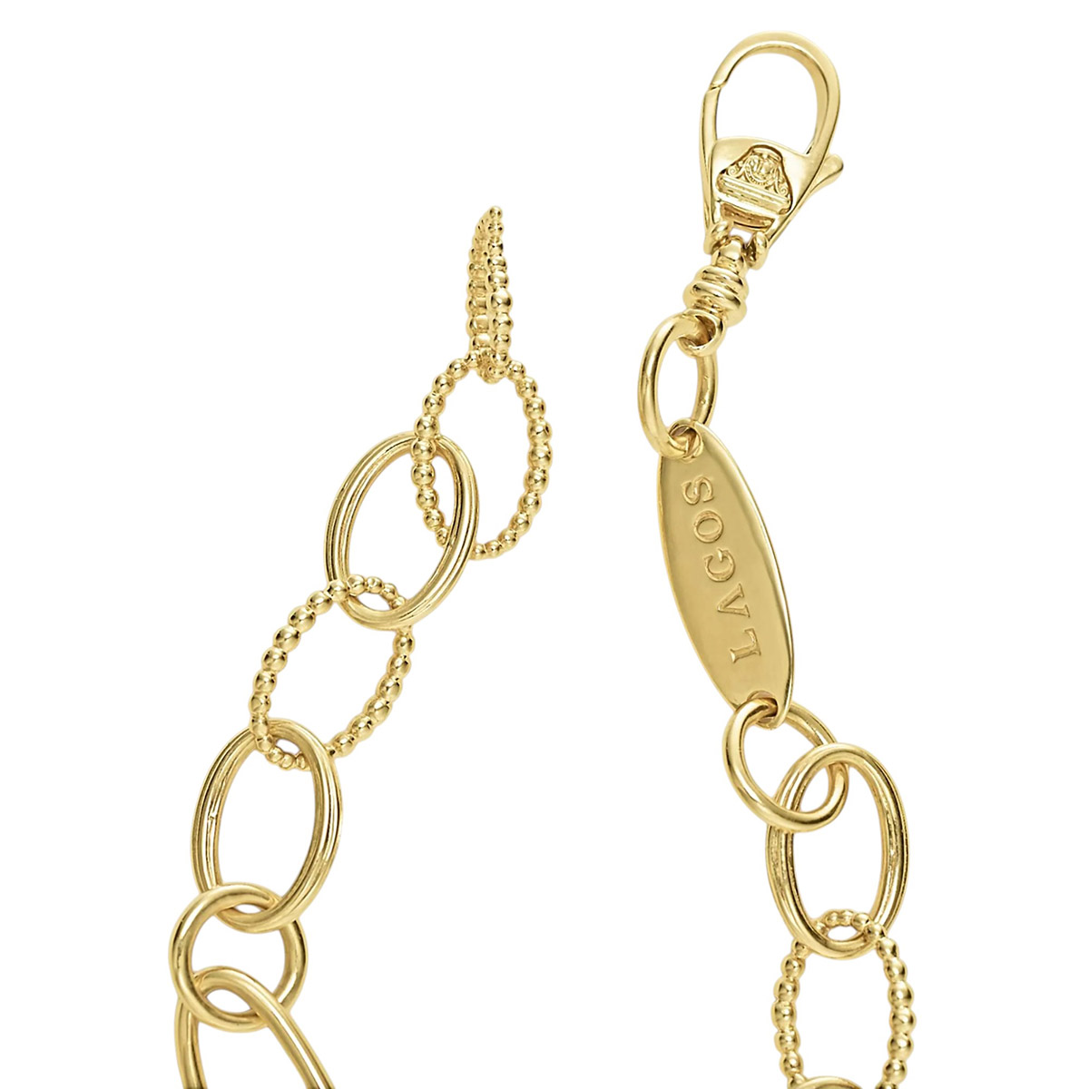 LAGOS Signature Caviar 18K Yellow Gold Oval Link Bracelet, 7