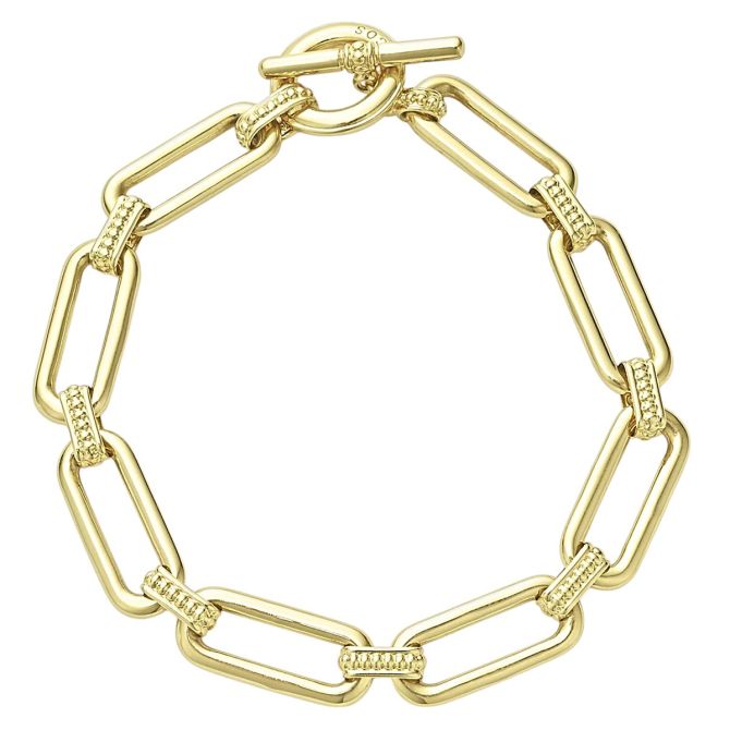 LAGOS Signature Caviar 18K Yellow Gold Link Bracelet, 7.75"