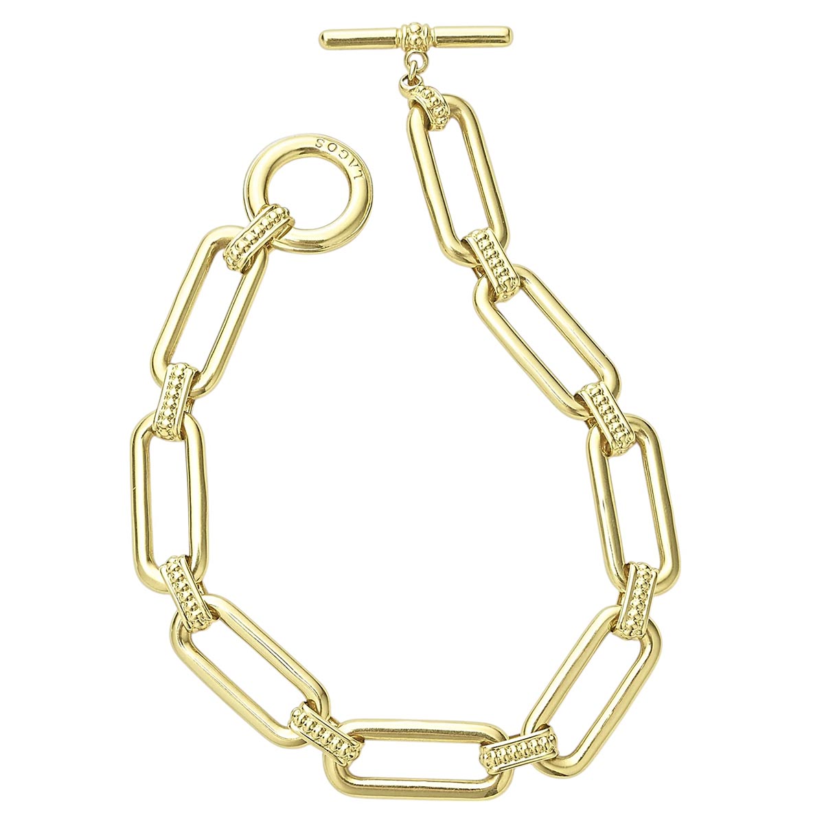 LAGOS Signature Caviar 18K Yellow Gold Link Bracelet, 7.75