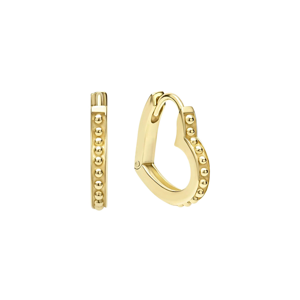 LAGOS Caviar Gold 18K Yellow Gold Caviar Heart Huggie Earrings