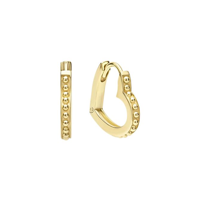 LAGOS Caviar Gold 18K Yellow Gold Caviar Heart Huggie Earrings