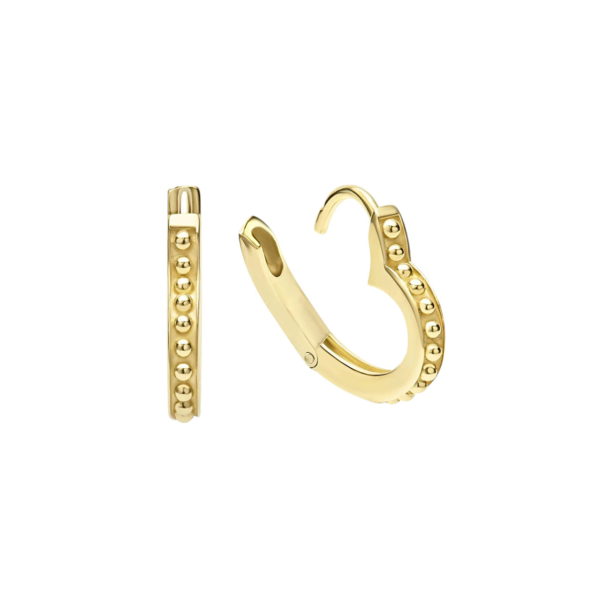 LAGOS Caviar Gold 18K Yellow Gold Caviar Heart Huggie Earrings