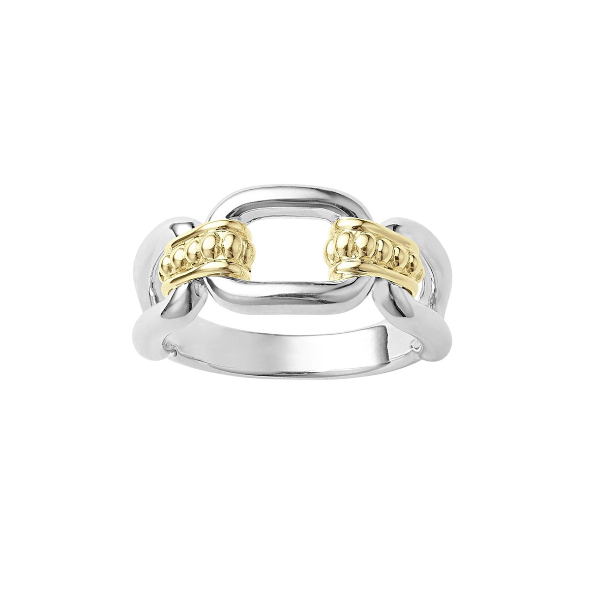 LAGOS Signature Caviar Two-Tone Link Ring