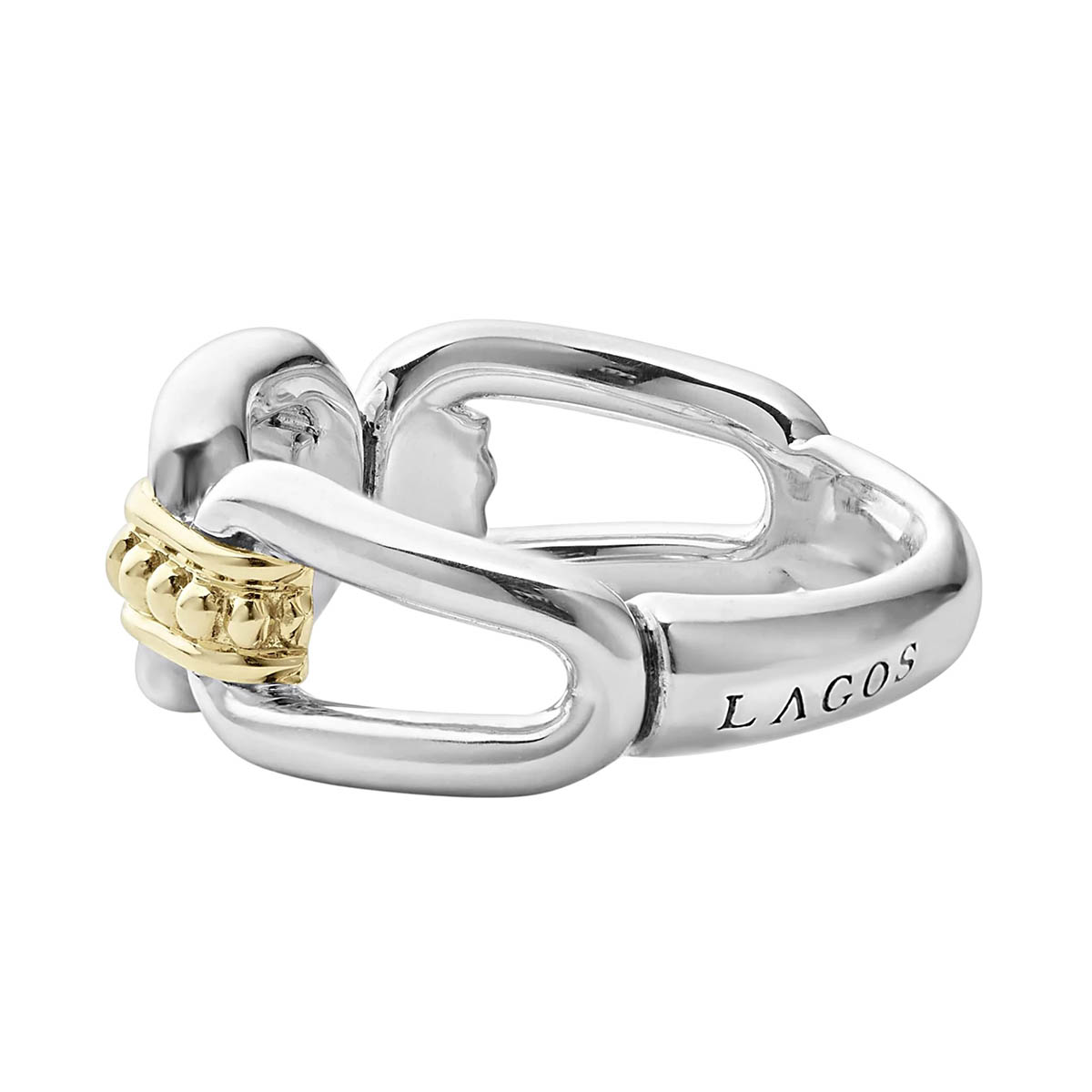 LAGOS Signature Caviar Two-Tone Link Ring