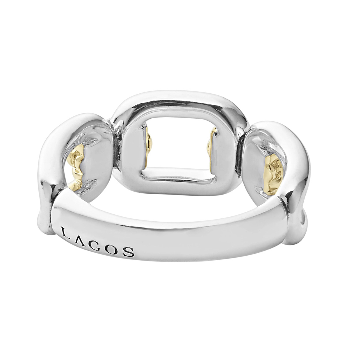LAGOS Signature Caviar Two-Tone Link Ring