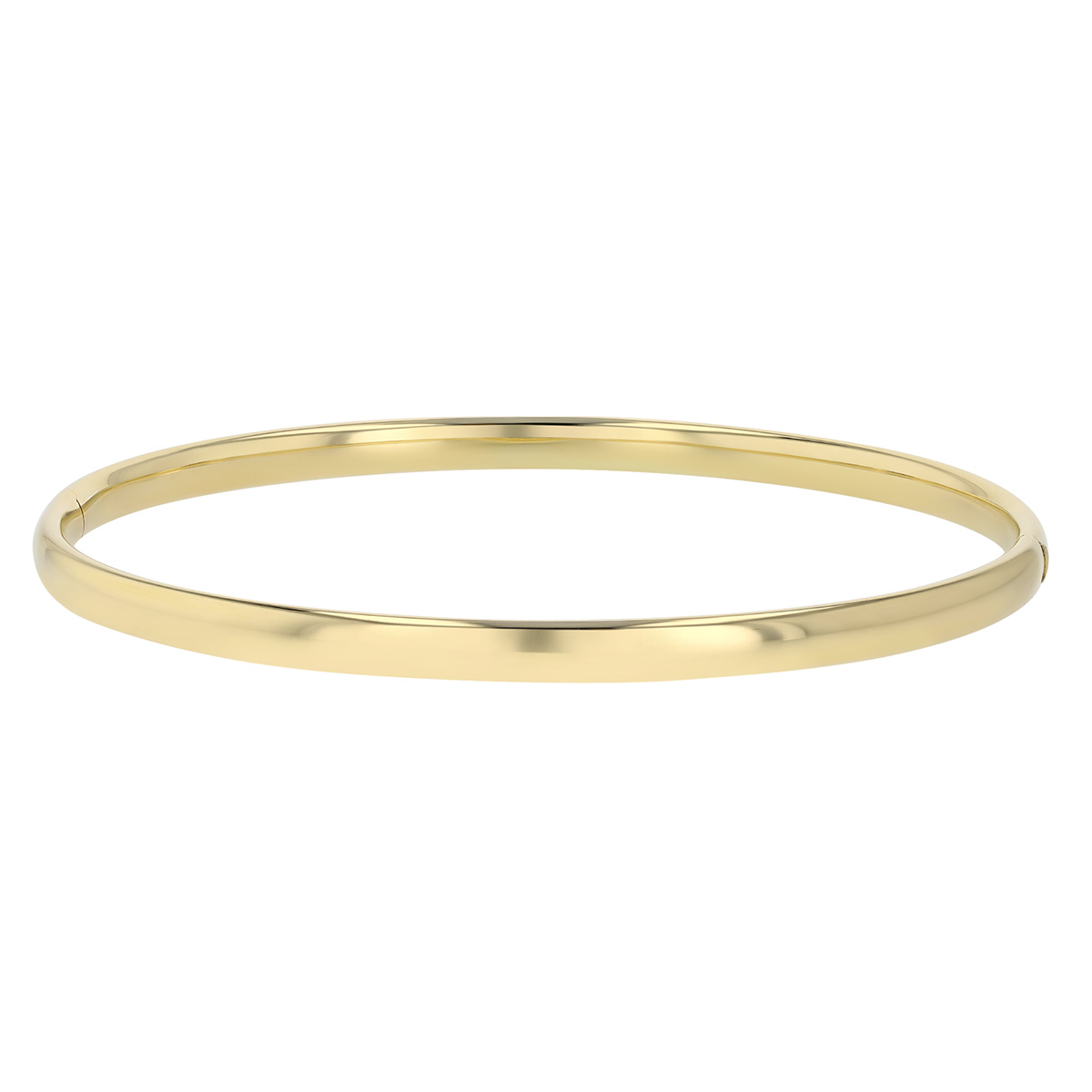 Yellow Gold Rounded Edge Bangle Bracelet, 4 mm