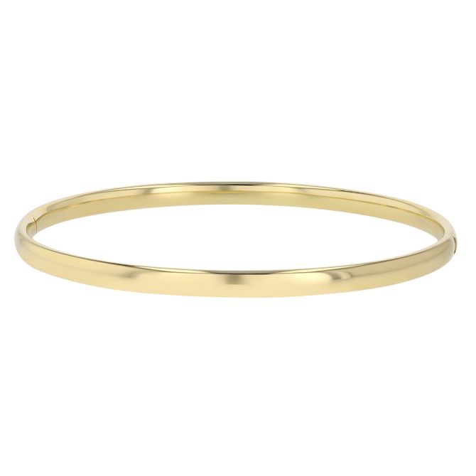 Yellow Gold Rounded Edge Bangle Bracelet, 4 mm