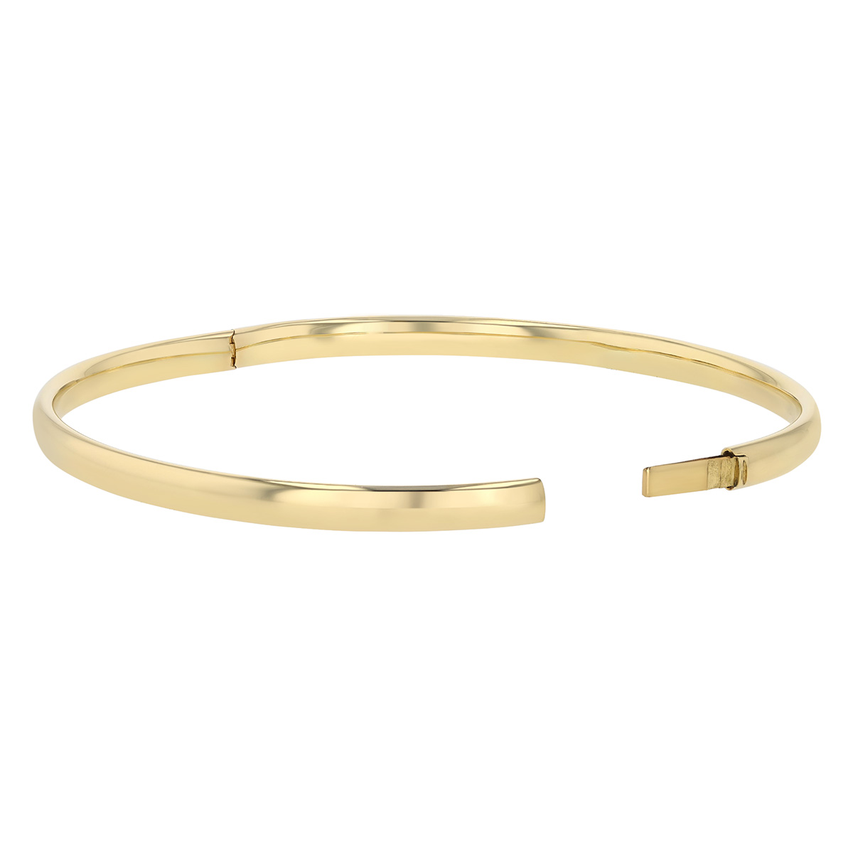 Yellow Gold Rounded Edge Bangle Bracelet, 4 mm