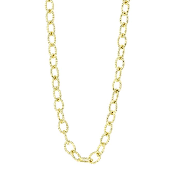 Yellow Gold 7 mm Twisted Link Chain Necklace, 18"