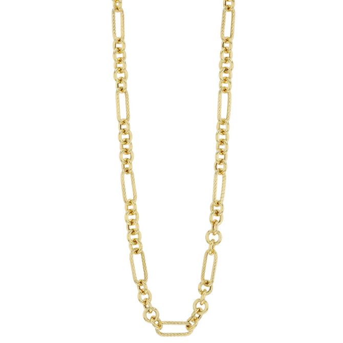 Yellow Gold Figaro Chain Necklace, 18"