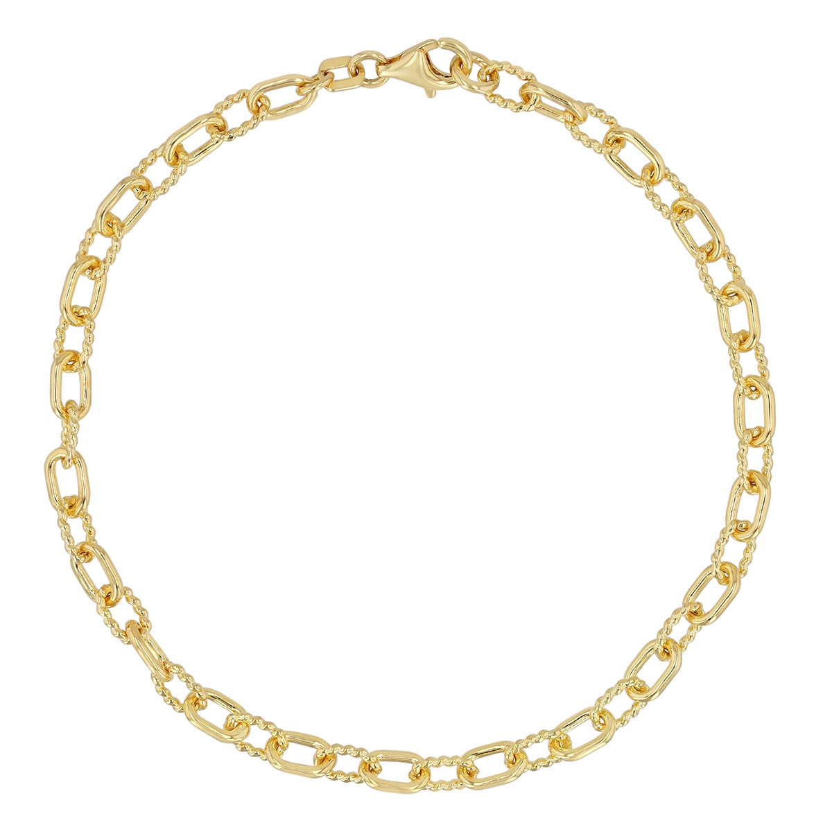 Yellow Gold 3.75 mm Twisted & High Polish Link Chain Bracelet, 7.5