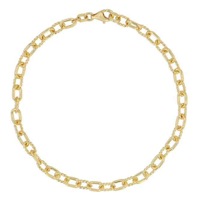 Yellow Gold 3.75 mm Twisted & High Polish Link Chain Bracelet, 7.5"
