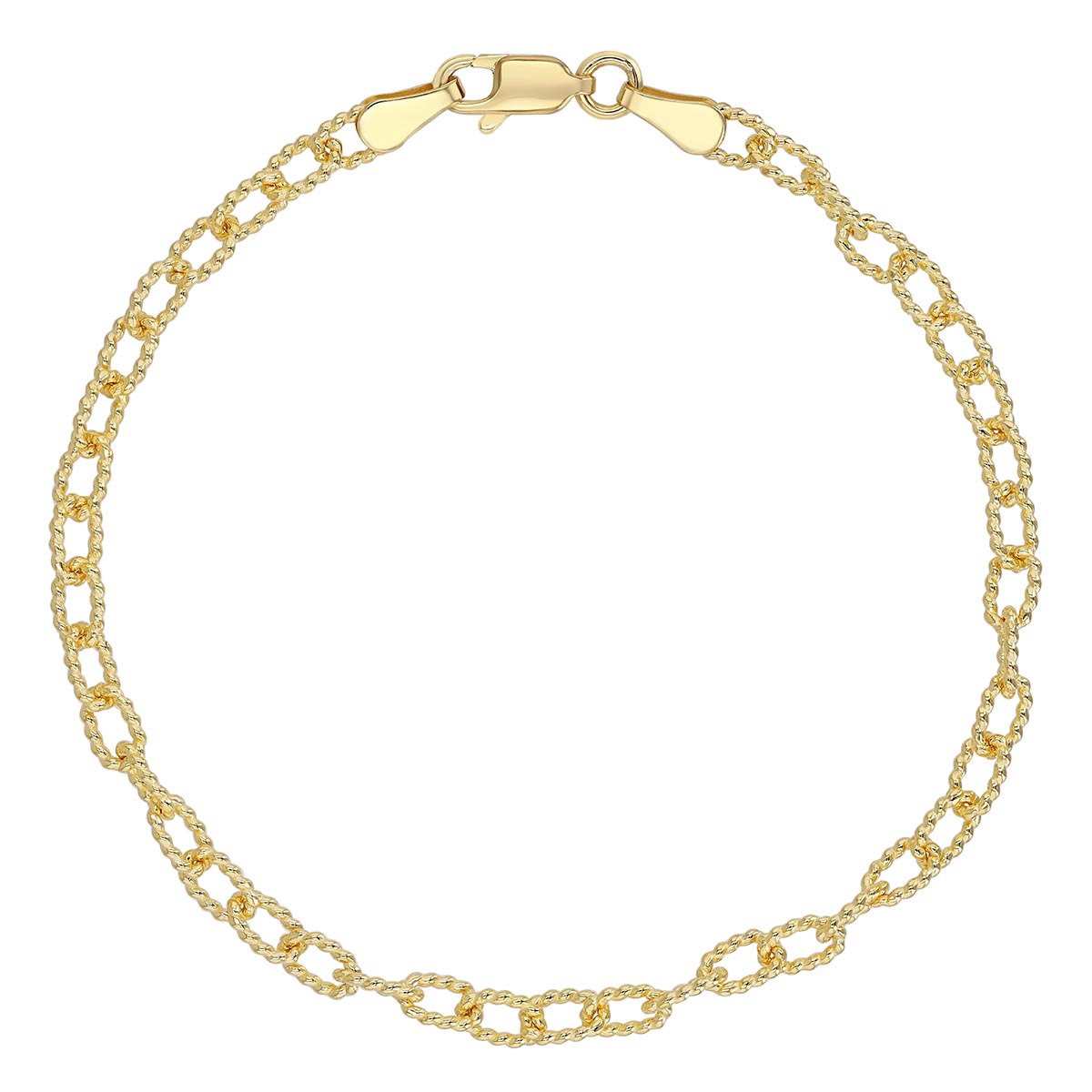 Yellow Gold 3.8 mm Twisted Link Chain Bracelet, 7.5