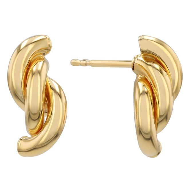 Yellow Gold Triple Twist Stud Earrings