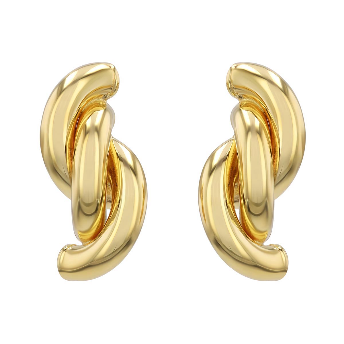 Yellow Gold Triple Twist Stud Earrings