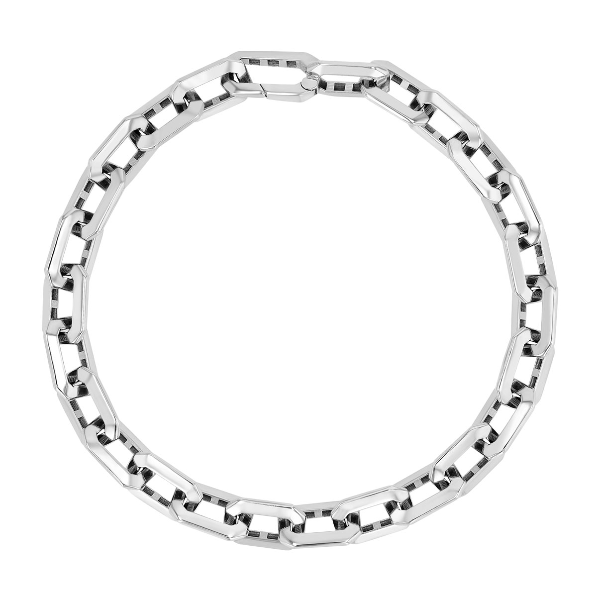 White Gold Square Edge Chain Bracelet, 8.5