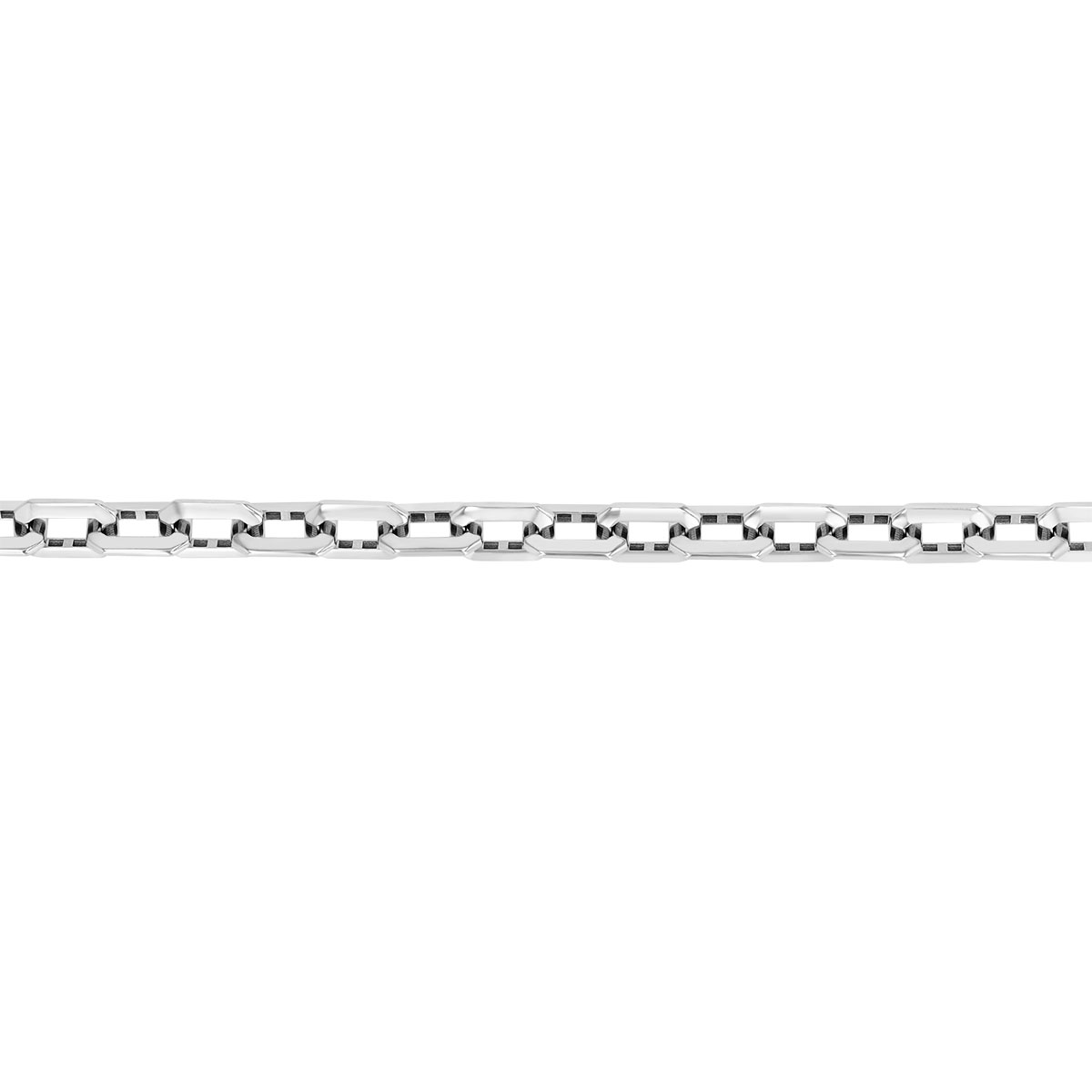 White Gold Square Edge Chain Bracelet, 8.5