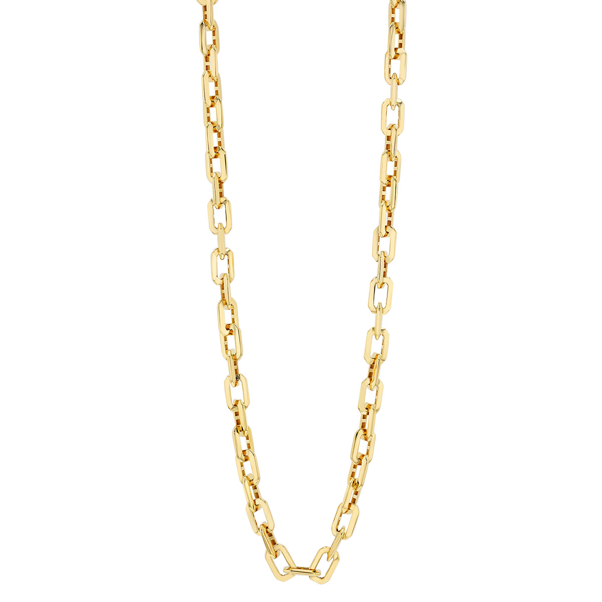 Yellow Gold Squared Edge Paperclip Chain Necklace, 18