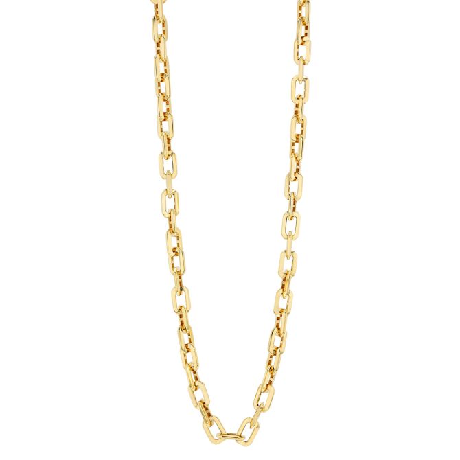 Yellow Gold Squared Edge Paperclip Chain Necklace, 18"
