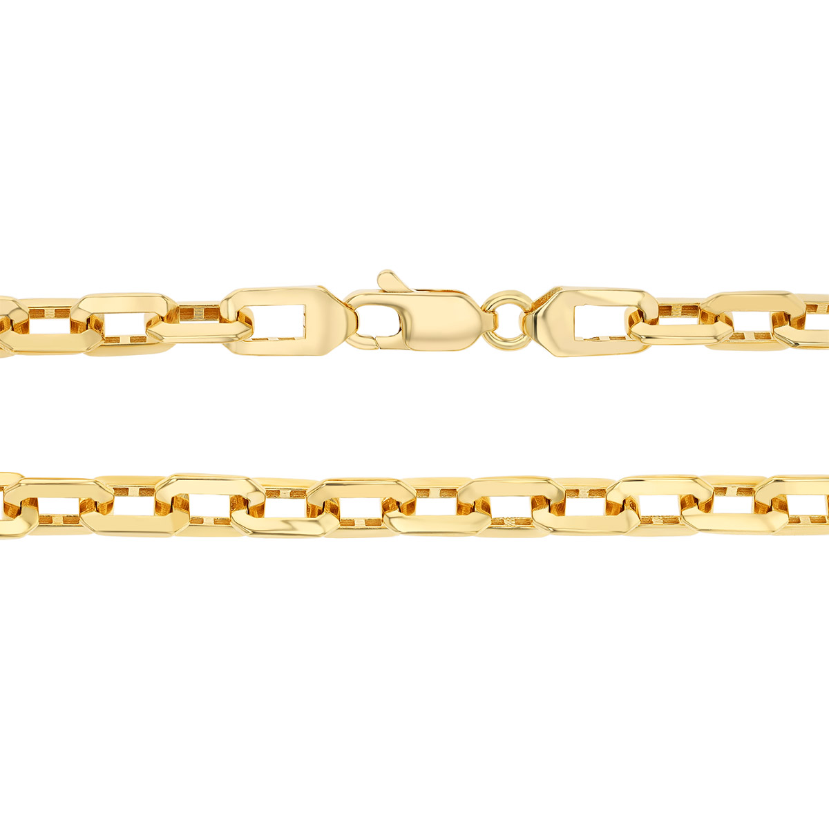 Yellow Gold Squared Edge Paperclip Chain Necklace, 18