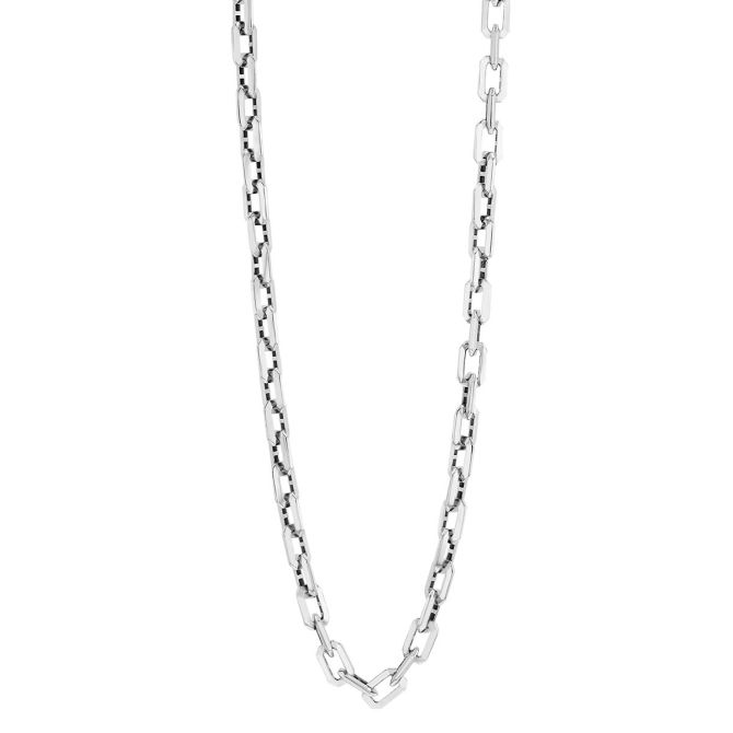 White Gold Squared Edge Paperclip Chain Necklace, 18"
